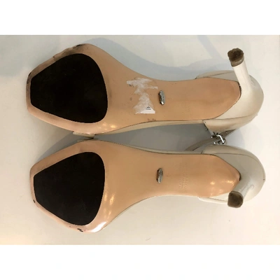 Pre-owned Tony Bianco Patent Leather Sandal In Beige
