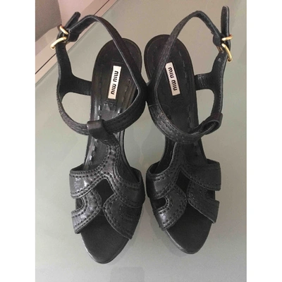Pre-owned Miu Miu Leather Sandals In Black
