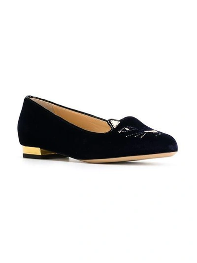 Shop Charlotte Olympia 'kitty' Ballerinas - Blue