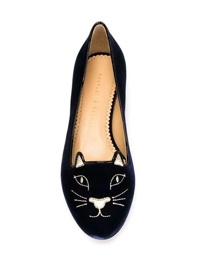 Shop Charlotte Olympia 'kitty' Ballerinas - Blue