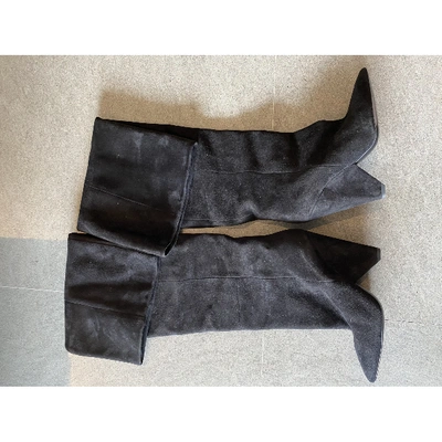 Pre-owned Saint Laurent Black Suede Boots