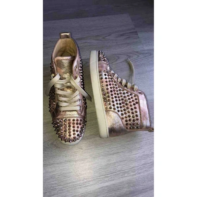 Pre-owned Christian Louboutin Louis Leather Trainers In Pink