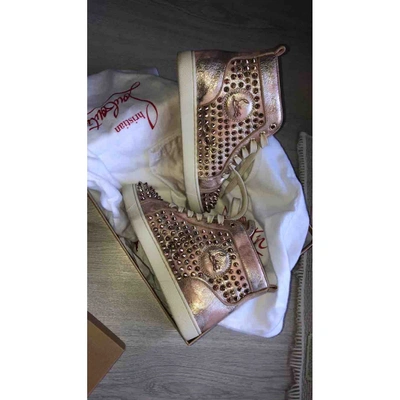 Pre-owned Christian Louboutin Louis Leather Trainers In Pink