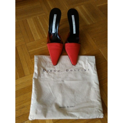 Pre-owned Diego Dolcini Tweed Sandals In Red