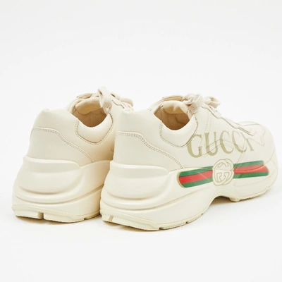 Pre-owned Gucci Rhyton Ecru Leather Trainers