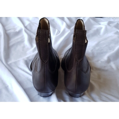 Pre-owned Royal Republiq Leather Ankle Boots In Brown