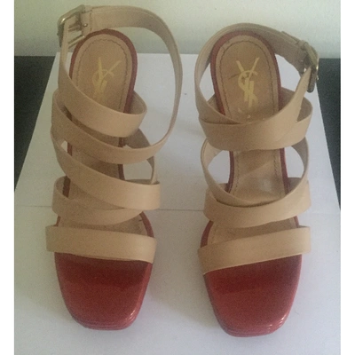 Pre-owned Saint Laurent Leather Sandals In Beige