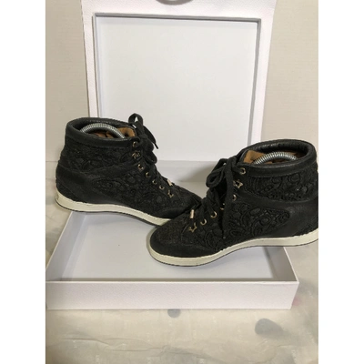 Pre-owned Jimmy Choo Leather Trainers In Black