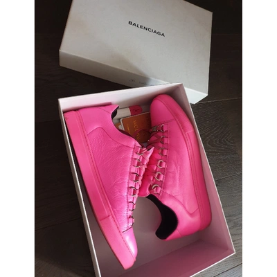 Pre-owned Balenciaga Arena Pink Leather Trainers
