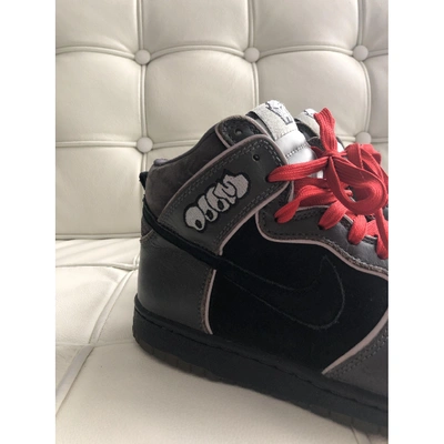 Pre-owned Nike Sb Dunk  Black Leather Trainers