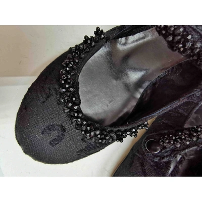 Pre-owned Simone Rocha Cloth Ballet Flats In Black