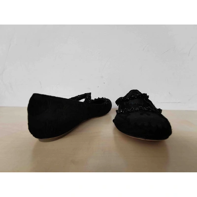 Pre-owned Simone Rocha Cloth Ballet Flats In Black