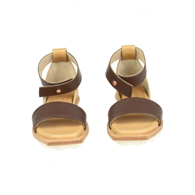 Pre-owned Issey Miyake Leather Sandals In Camel