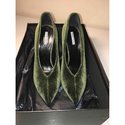 Pre-owned Emporio Armani Velvet Heels In Green