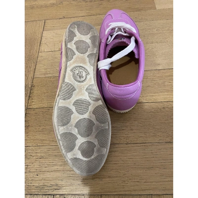 Pre-owned Moncler Leather Trainers In Pink