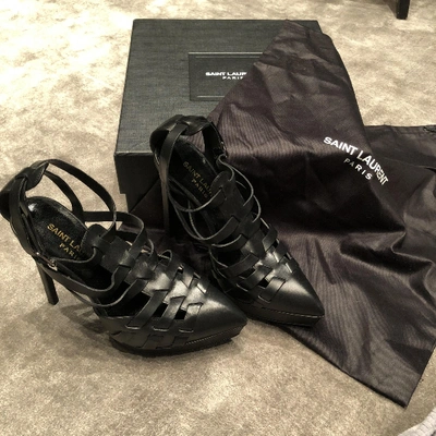 Pre-owned Saint Laurent Janis Black Leather Heels