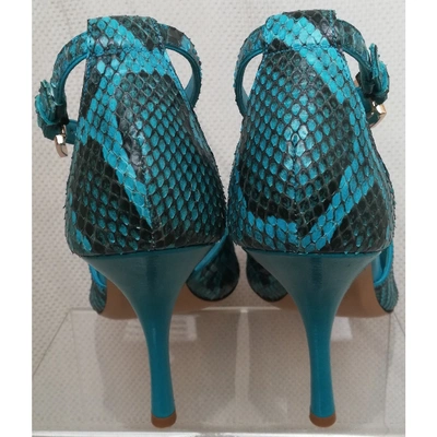 Pre-owned Lerre Turquoise Python Sandals