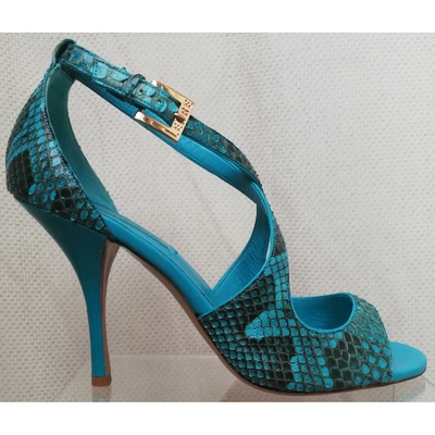Pre-owned Lerre Turquoise Python Sandals