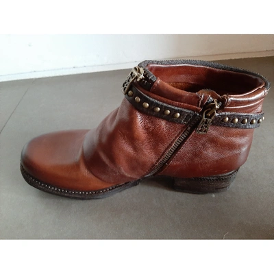 Pre-owned As98 Brown Leather Ankle Boots