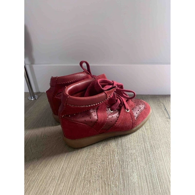 Pre-owned Isabel Marant Bobby Red Suede Trainers