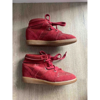 Pre-owned Isabel Marant Bobby Red Suede Trainers