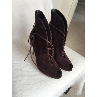 Pre-owned Gianvito Rossi Open Toe Boots In Brown