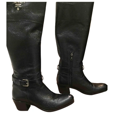 Pre-owned Prada Black Leather Boots