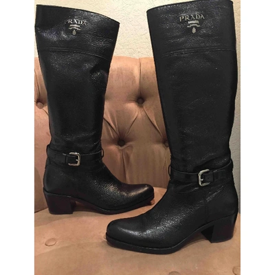 Pre-owned Prada Black Leather Boots