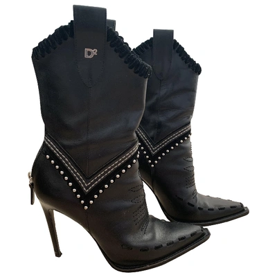 Pre-owned Dsquared2 Leather Western Boots In Black