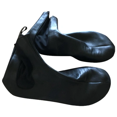 Pre-owned Jil Sander Leather Ankle Boots In Black