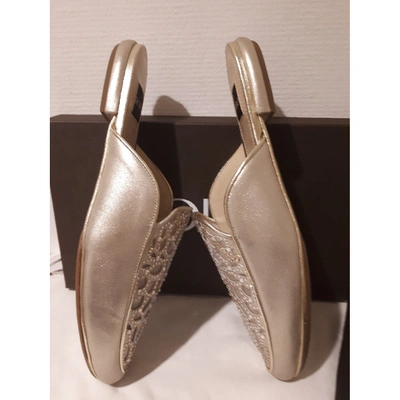 Pre-owned Rodo Gold Leather Flats