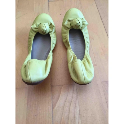 Pre-owned Valentino Garavani Leather Ballet Flats In Green