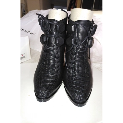 Pre-owned Givenchy Leather Lace Up Boots In Black