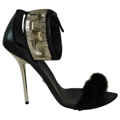 Pre-owned Versace Black Mink Sandals