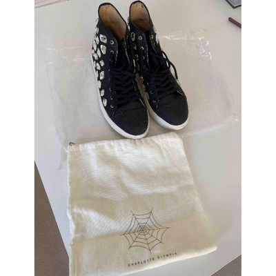 Pre-owned Charlotte Olympia Cloth Trainers In Black