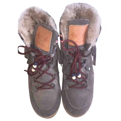 Pre-owned Dolfie Leather Snow Boots In Khaki