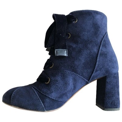 Pre-owned Chloé Lace Up Boots In Blue