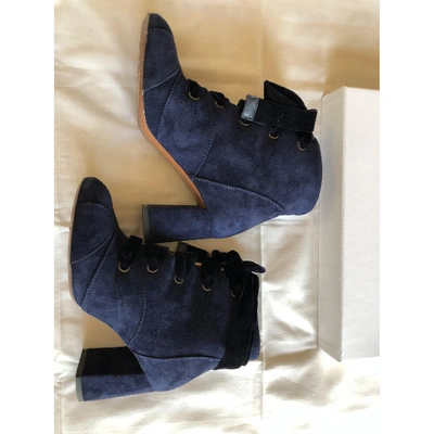 Pre-owned Chloé Lace Up Boots In Blue