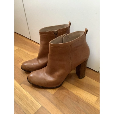 Pre-owned Hoss Intropia Camel Leather Ankle Boots