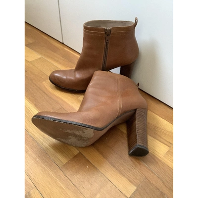 Pre-owned Hoss Intropia Camel Leather Ankle Boots