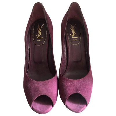 Pre-owned Saint Laurent Velvet Heels In Purple