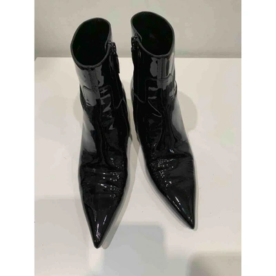 Pre-owned Balenciaga Patent Leather Ankle Boots In Black