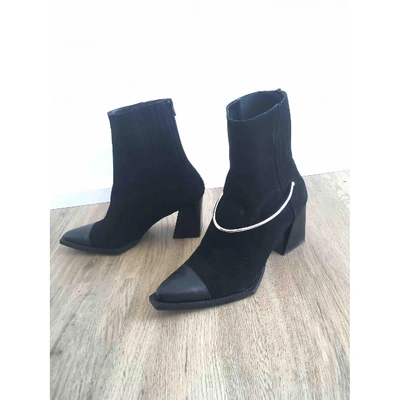 Pre-owned Flattered Black Suede Boots