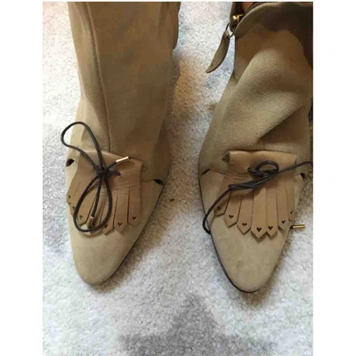 Pre-owned Moschino Beige Suede Boots