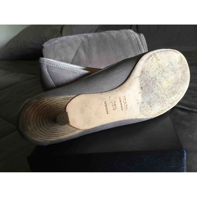 Pre-owned Prada Leather Ballet Flats In Grey