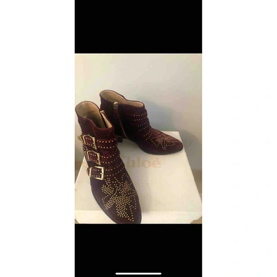 Pre-owned Chloé Susanna Boots In Burgundy