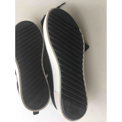 Pre-owned Karl Leather Trainers In Black