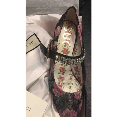 Pre-owned Gucci Sylvie Cloth Heels In Pink