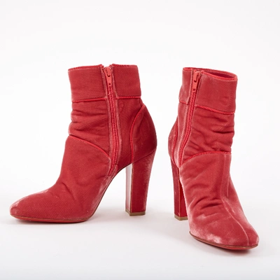 Pre-owned Christian Louboutin Boots In Red