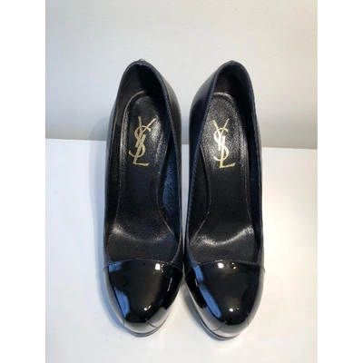 Pre-owned Saint Laurent Trib Too Leather Heels In Black